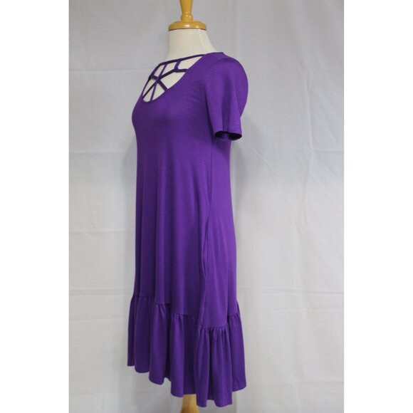 Zenana Casual Dress-Knee Length-#7041-Sizes S to 3X-PURPLE-NEW - Picture 4 of 4
